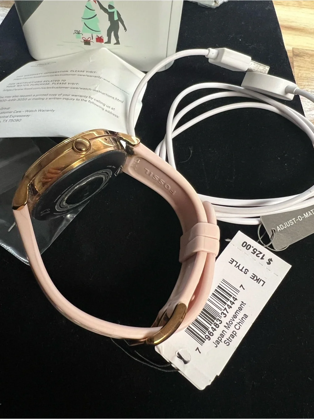 Fossil Pink Silicone Smartwatch with Rose Gold Crystal Bezel